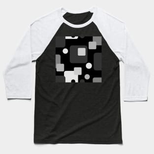 Retro Abstract Dream Space Grey White on Black Baseball T-Shirt